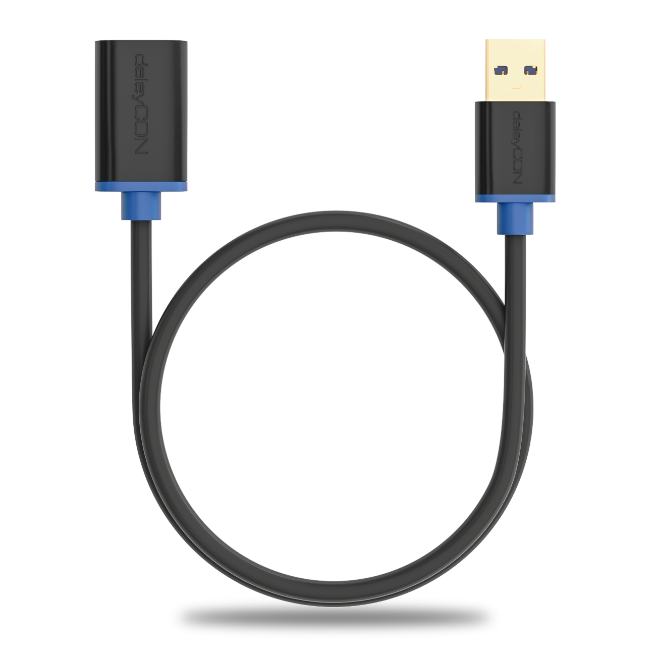 deleyCON USB 3.0 Super Speed Verlängerungskabel - USB A-Stecker zu USB  A-Buchse - USB 3.0 Super Speed Technologie bis zu 5 Gbit/s - Schwarz/Blau -  deleyCON