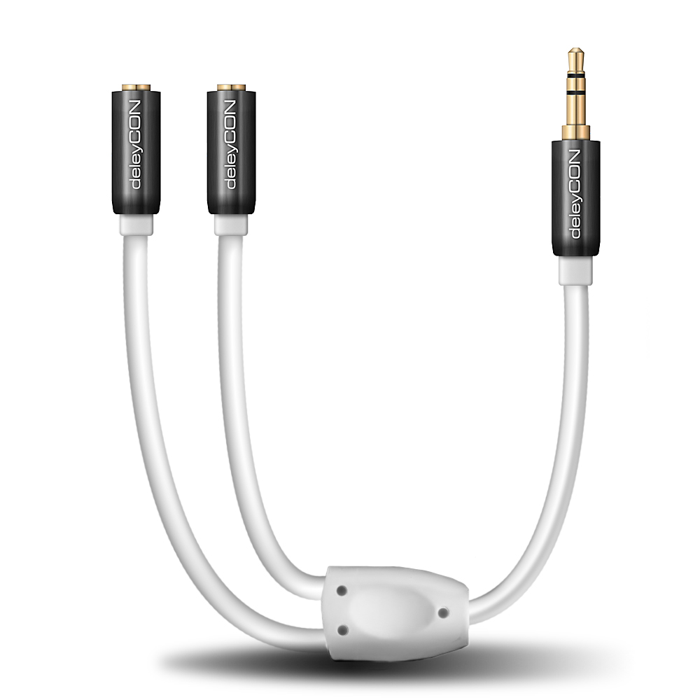 deleyCON PREMIUM Klinken Y Splitter - 3,5mm Stecker auf 2x 3,5mm Buchse ...