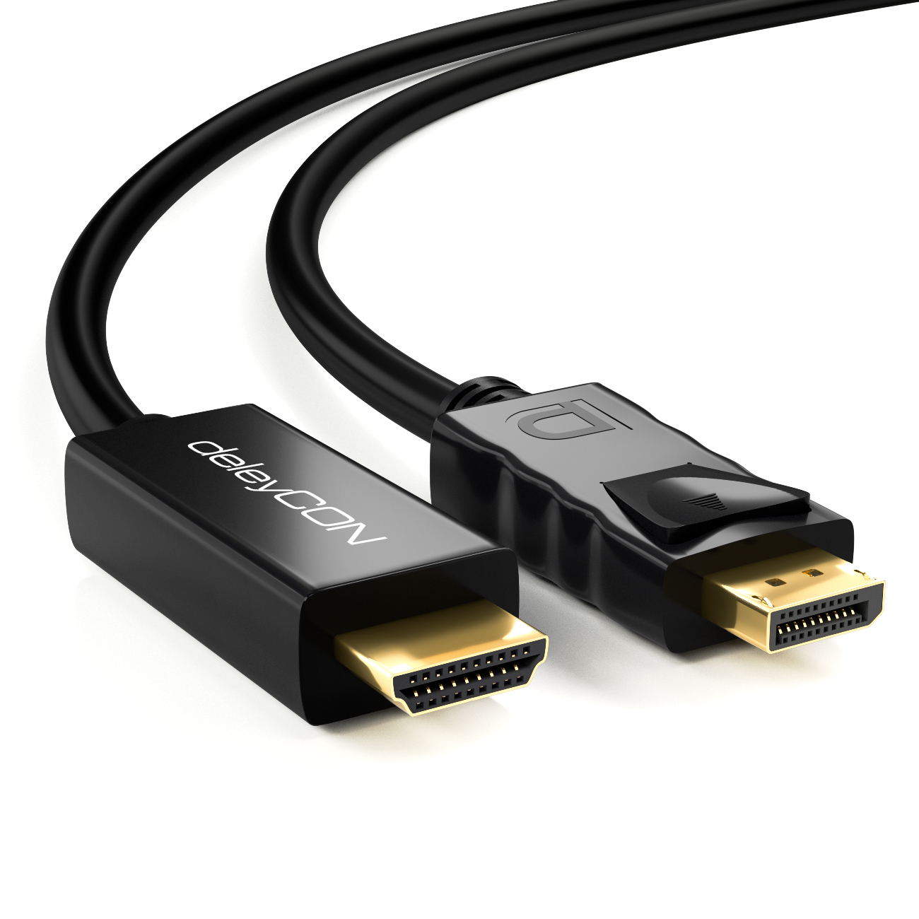 4K / 2160p / 3D / HDCP - plaqué or - DP deleyCON Câble 1m DisplayPort 20 pins connecteurs DP 20 pins Blanc 