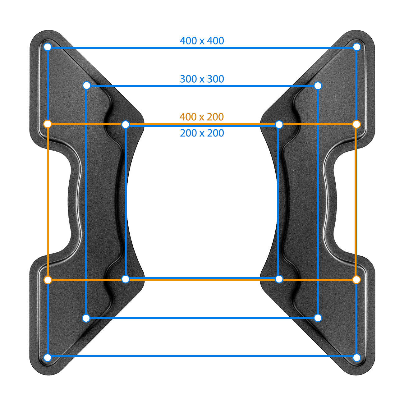 deleyCON VESA Erweiterung - bis 30Kg – von VESA 200x200 auf VESA .