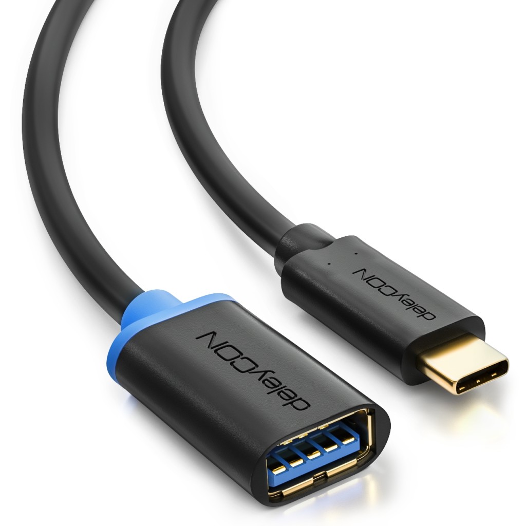 deleyCON USB 3.0 OTG Datenkabel Adapter - Stecker Typ 3.1 - USB C auf ...