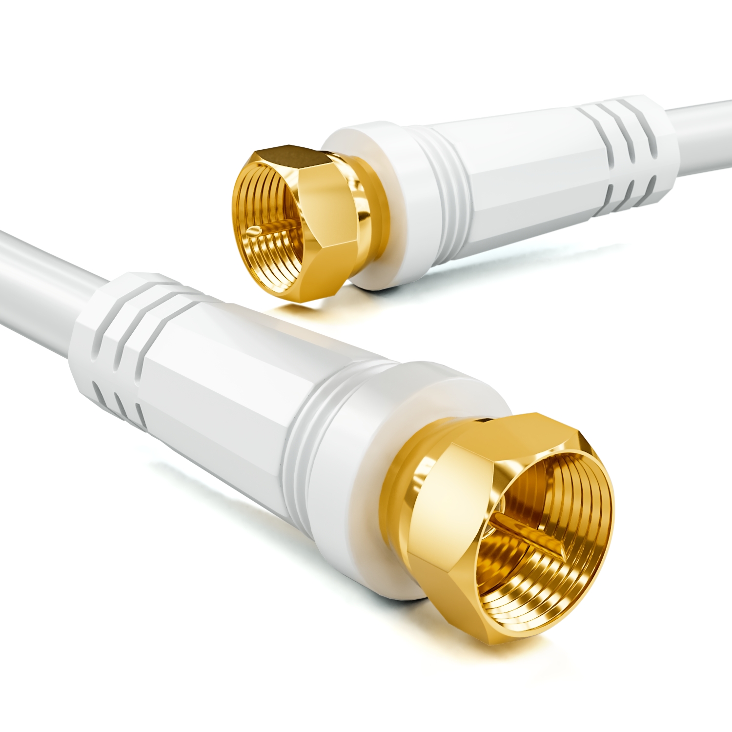 Goobay Antennenkabel 10m – 90° Gewinkelt, Weiß, Für TV, Sat & DVB-T