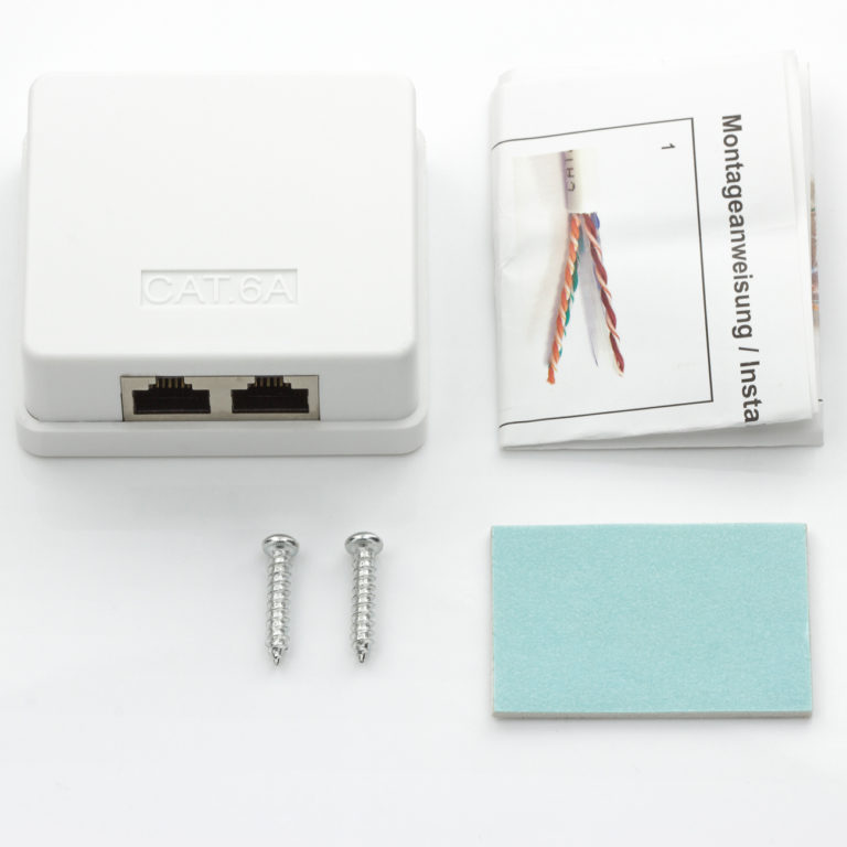 deleyCON 1x Prise Réseau CAT6a Encastrable avec RJ45 Keystone - 10 Gbit/s - STP Blindée - Prise de Données pour Câbles de Raccordement, Réseau, Ethernet à Poser - Gigabit LAN - Blanc