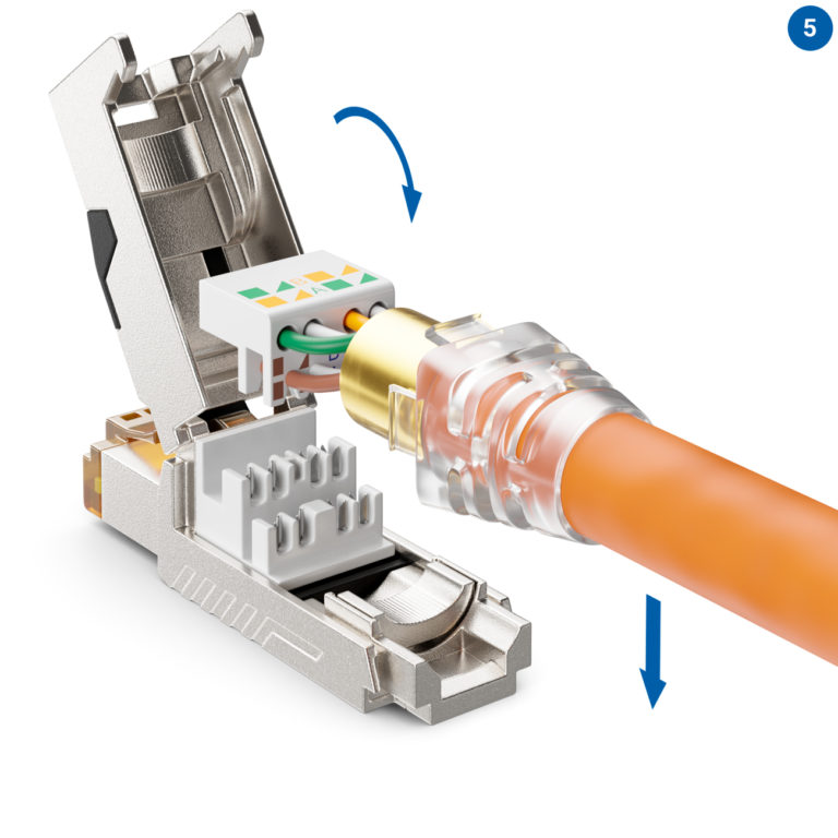 deleyCON CAT 6a Netzwerkstecker RJ45 Werkzeuglos Stecker CAT6a Geschirmt Metallgehäuse 10Gbit/s