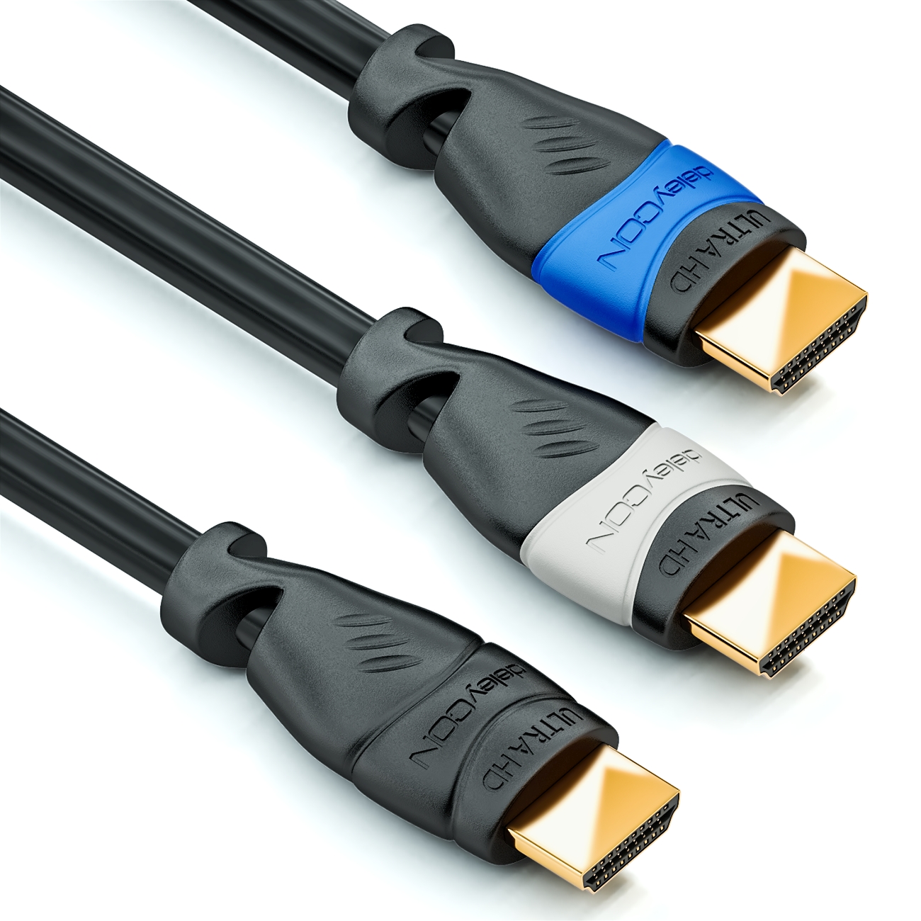 deleyCON 6m HDMI-Kabel 2.0a/b - High Speed med Ethernet - UHD 2160p 4K@60Hz  4:4:4 HDR HDCP 2.2 ARC CEC Ethernet 18Gbps 3D Full HD 1080p Dolby - Svart