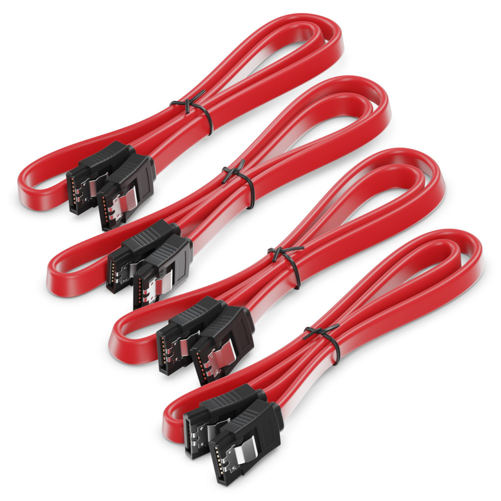 deleyCON SATA Kabel Set 4x SATA III Kabel mit Stecker gerade + Strom