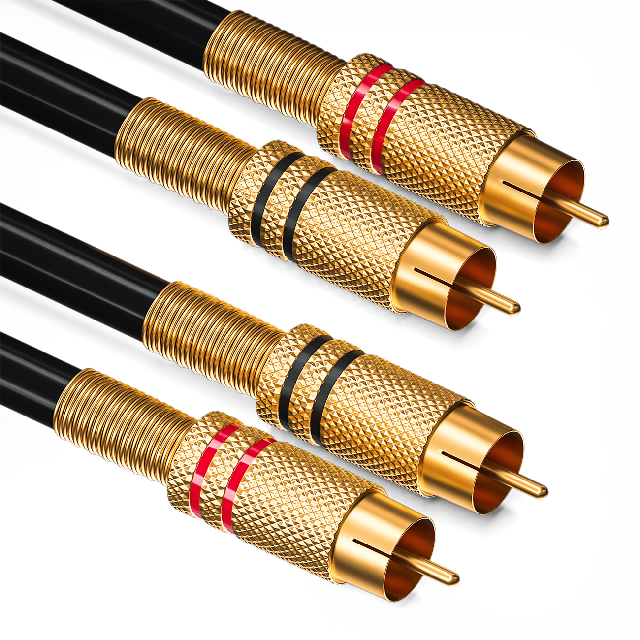 Deleycon - DeleyCON 12,5m Cinch RCA Câble de Rallonge Câble Stéréo Audio 2x  prises Cinch vers 2x prises femelles Cinch Connecteurs métalliques dorés -  Noir - Câble antenne - Rue du Commerce