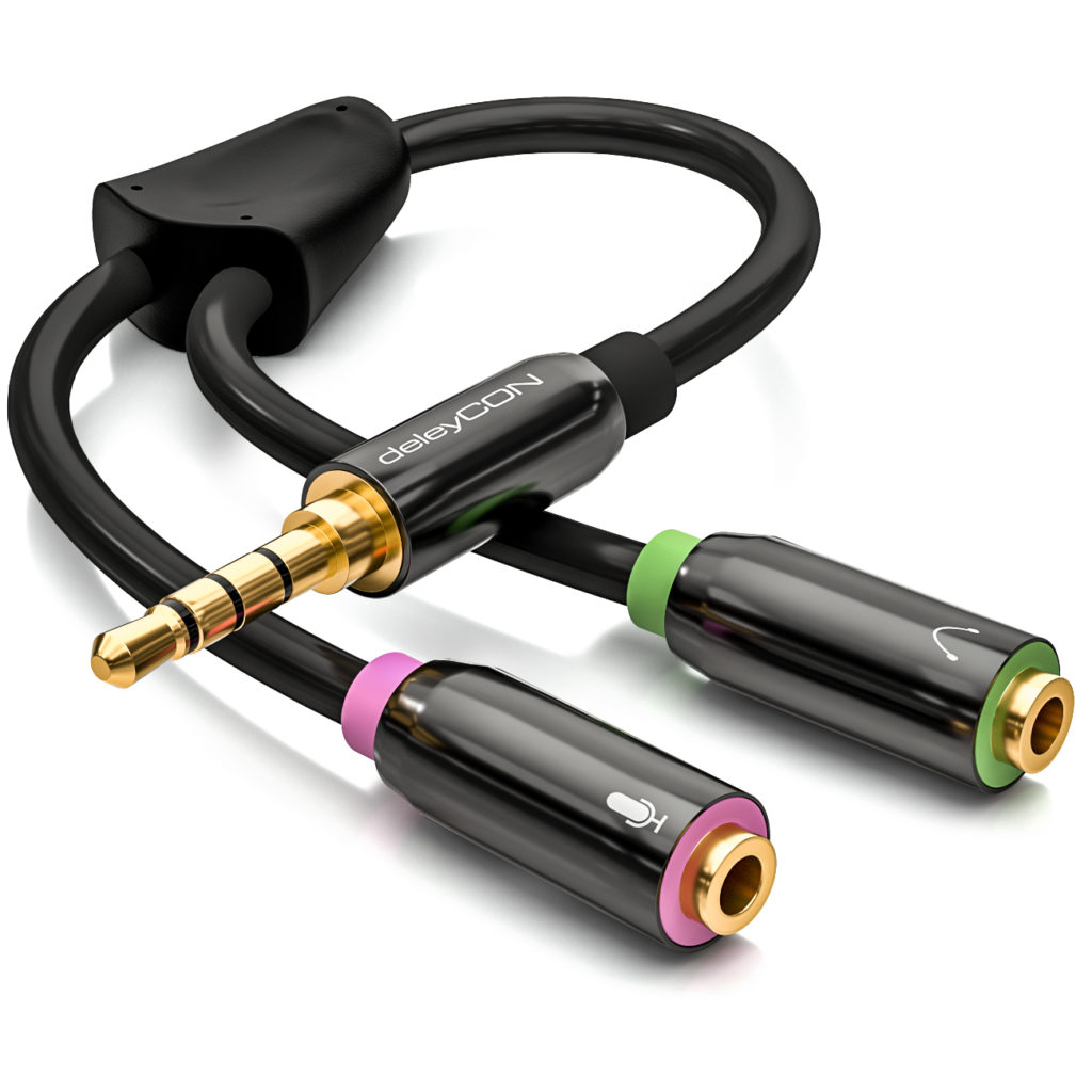 deleyCON Kopfhörer Headset Splitter 1x 3,5mm Klinke Stecker auf 2x 3,5mm Klinke Buchse deleyCON
