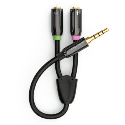 deleyCON Audio Splitter Kabel Y Klinken Adapter Kabel Kopfhörer Mikrofon Headset 