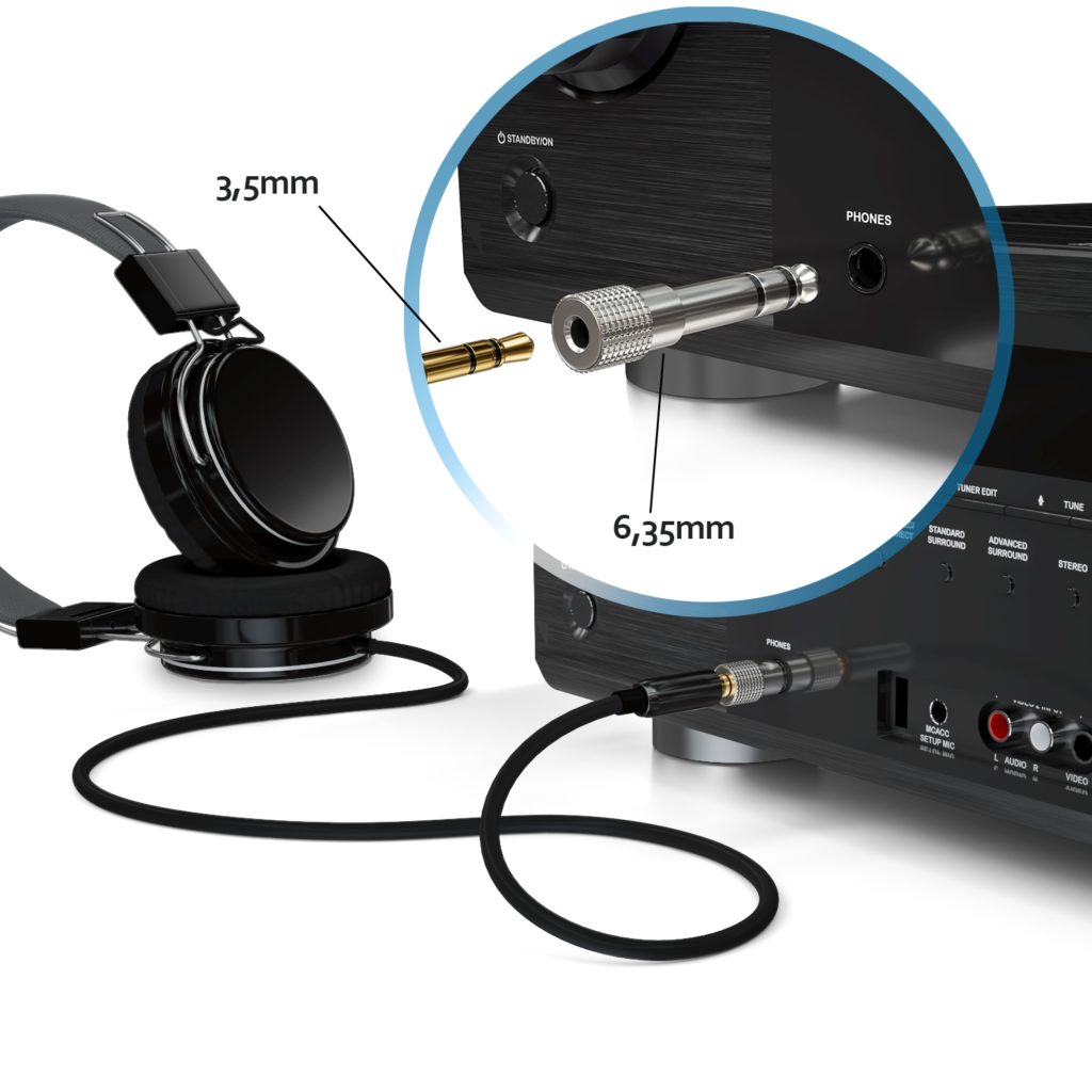 deleyCON 2x Stereo Audio Klinke Adapter 6,3mm Klinken Stecker auf 3,5mm ...