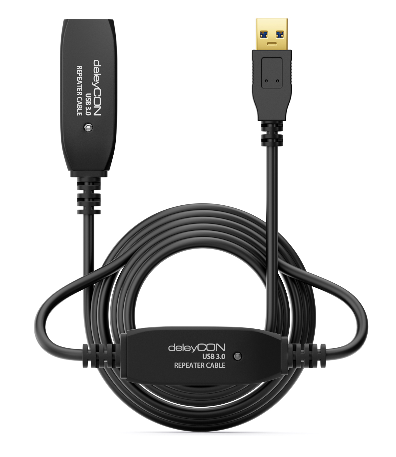 deleyCON Aktives USB 3.0 Kabel Aktive Verlängerung mit Signalverstärker PC  Computer Drucker Scanner - deleyCON