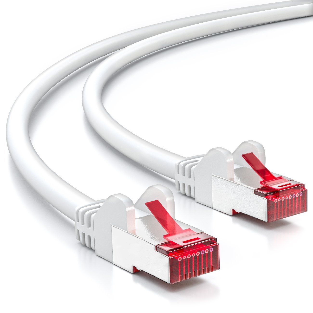 deleyCON CAT6 Patchkabel S/FTP PIMF Schirmung CAT-6 RJ45 Netzwerkkabel Ethernetkabel - Weiß ...