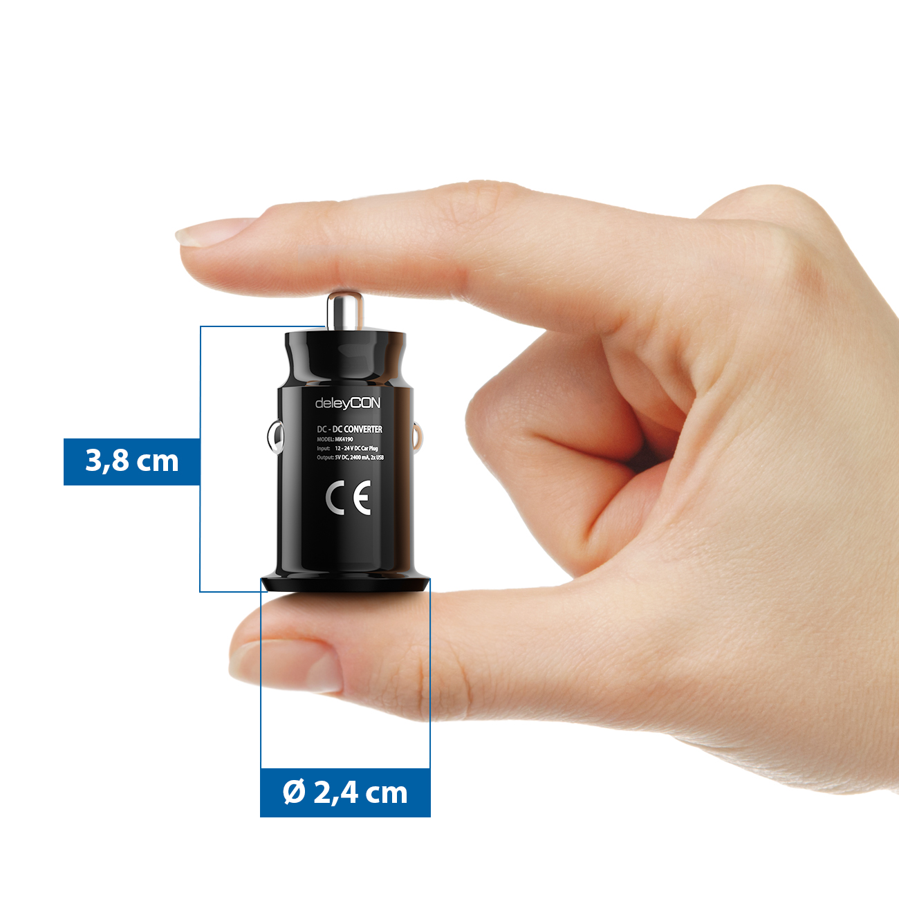 deleyCON 2,4A Zigarettenanzünder USB Ladegerät - 2400mA