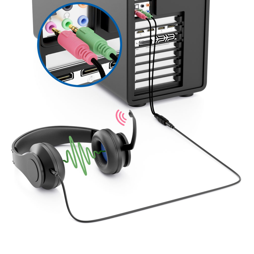 deleyCON Headset Audio Klinken Y Adapter 1x 3,5mm Klinke Buchse CTIA