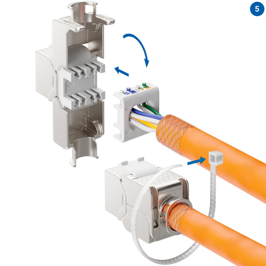 deleyCON CAT6a Keystone Jack Modul mit 1Port Hutschienenadapter STP Schirmung RJ45 Buchse 10
