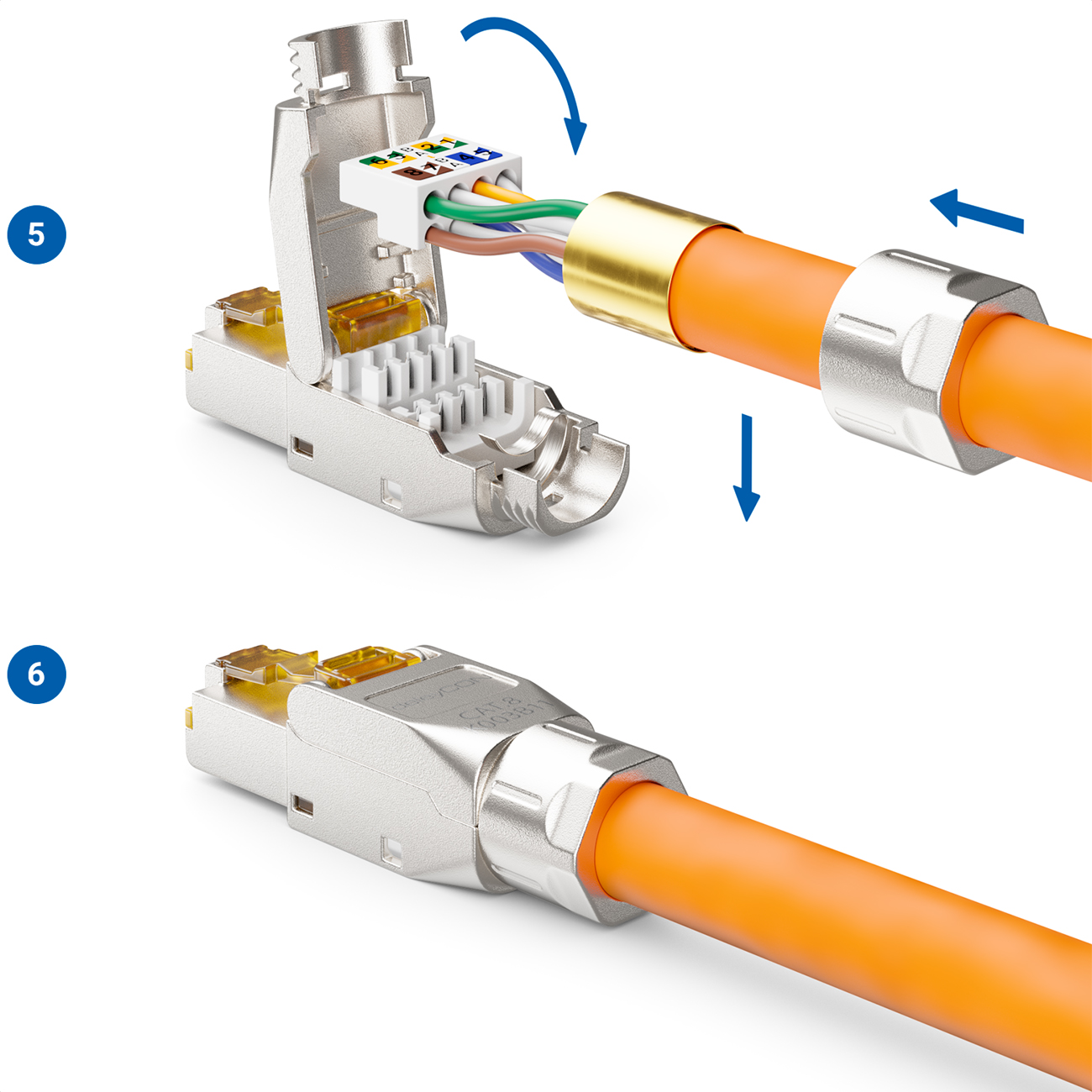 deleyCON CAT 8 Netzwerkstecker RJ45 Werkzeuglos Geschirmt 40Gbit/s .