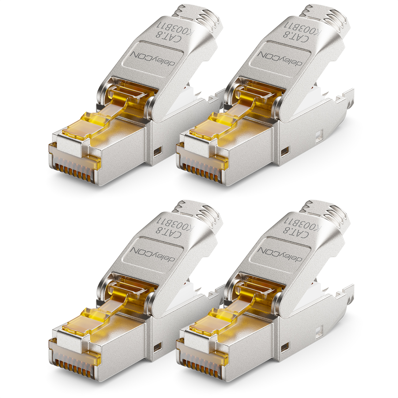 deleyCON CAT 8 Netzwerkstecker RJ45 Werkzeuglos Geschirmt 40Gbit/s