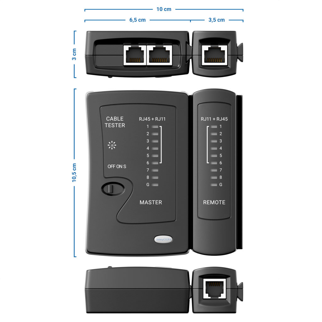 SeKi Netwerktester voor RJ11 RJ12 RJ45 netwerkkabel ISDN LAN patchkabel testapparaat leidingtester meetapparaat kabeltester - zwart voor het testen en testen van LAN en patchkabels