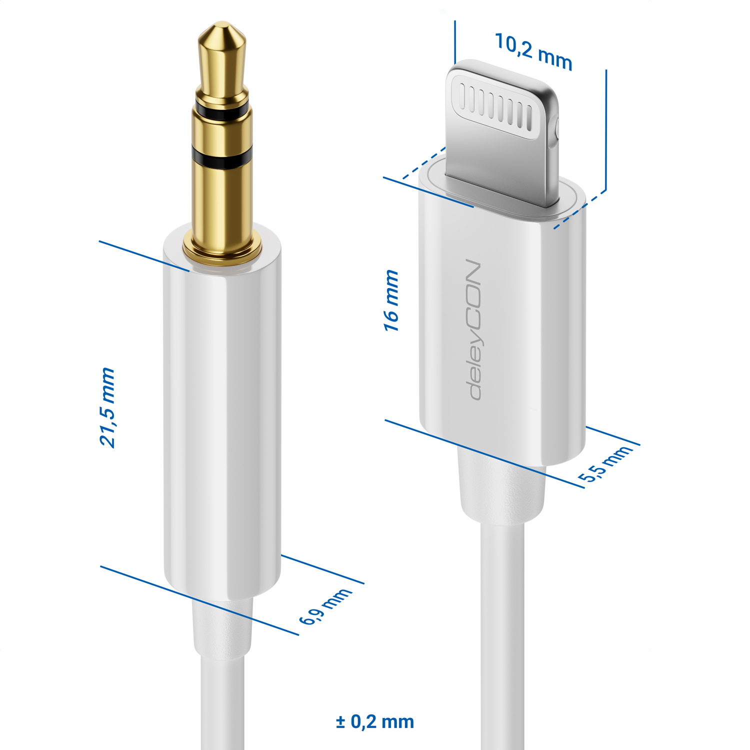 deleyCON Kopfhörer Adapter für iPhone Lightning 8-Pin auf 3,5mm Klinke  Schwarz, Klinke, Kabel & Adapter