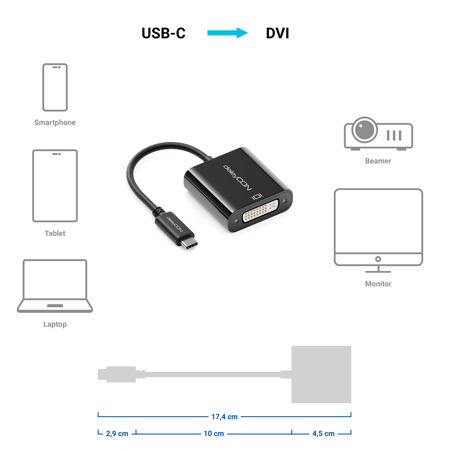deleyCON Dual Monitor Adapter für Monitor