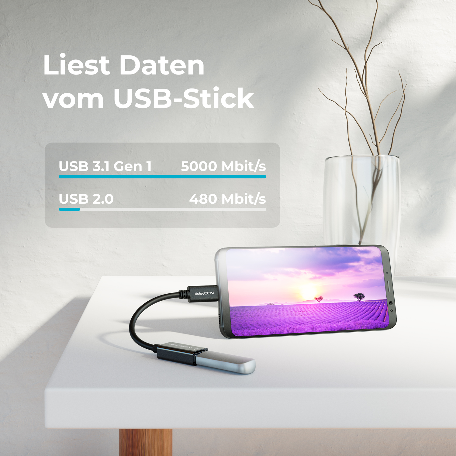 deleyCON USB-C auf VGA Adapter Konverter 1200p Dual WUXGA C-Stecker VGA  Buchse, USB Adapter, Kabel & Adapter