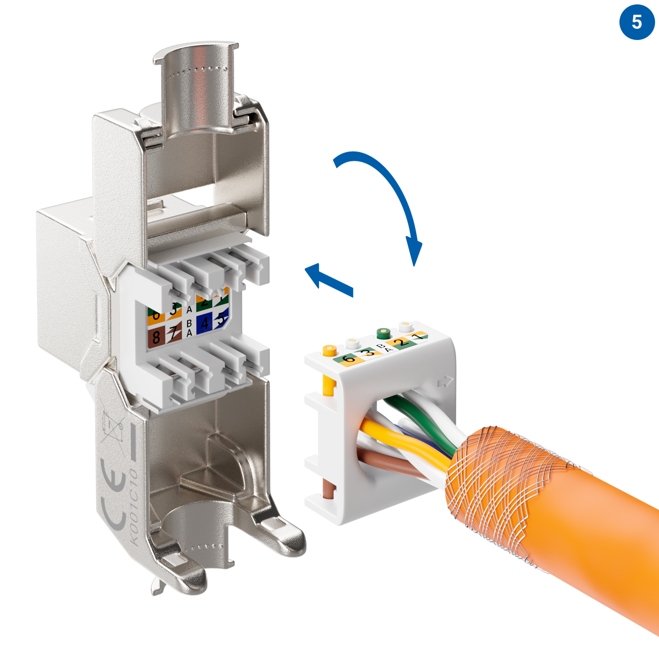 DeleyCON 1x CAT8 Wall Network Outlet With RJ45 Keystone - 40 Gbps, Shielded STP, Data Socket For Patch Cables, Network Cables, Ethernet Installation Cables, Gigabit LAN, White