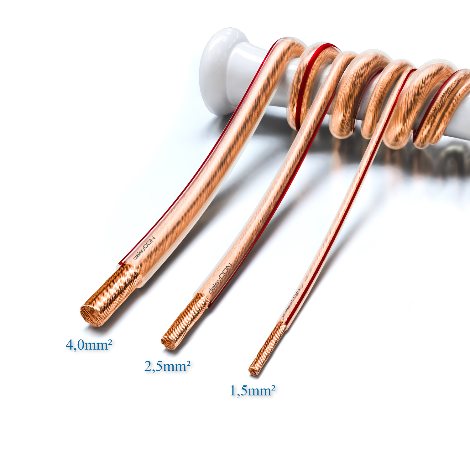 deleyCON Lautsprecherkabel 2x 1,5 mm² - reines Kupfer - OFC Speaker Cable  Kabel - Audio Boxenkabel für HiFi Lautsprecher & Surround -  Polaritätskennzeichnung - Transparent - deleyCON