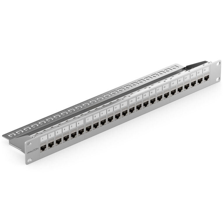 24-Port CAT7 Patchpanel – 19-Zoll Rack, Geschirmte Keystone Module RJ45, 10 Gbit/s, 600 MHz, Für CAT5e Bis CAT7