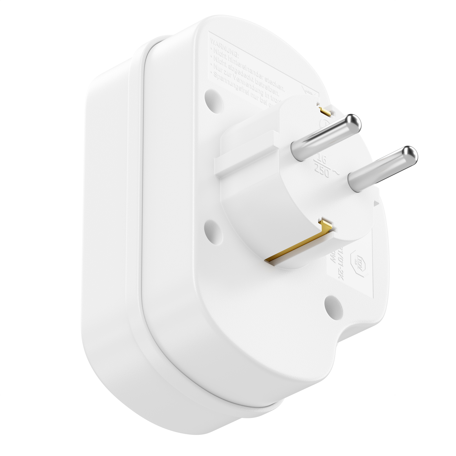 deleyCON Mehrfachstecker Mehrfachsteckdose Indoor Steckdosenadapter  Stromadapter Multi-Steckdose EIN/AUS Schalter 2x Euro-Buchse 2,5A + 1x  Schutzkontakt-Buchse 16A Innenbereich max. 3680W Weiß - deleyCON